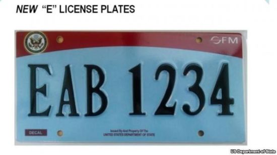 台当局相关人士指出，这是双方“断交”36年后，在多年努力下逐步争取到的待遇。图为美国国务院发布的E字头新牌照。