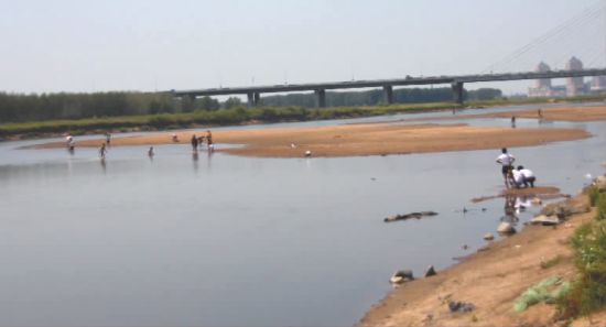 在男孩溺水地点附近，仍有人在江中游玩 新文化记者 王国彬 摄 