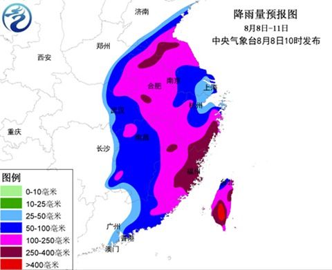 8-11日，台风“苏迪罗”将带来大范围降雨。