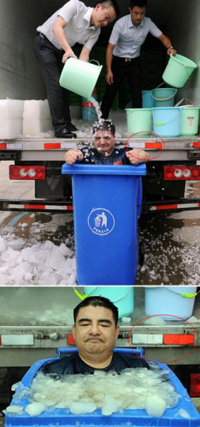 陈光标8月22日微博配图。红圈位置系不同处。