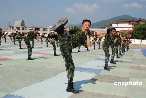福建省武警总队日前在福州举行军事训练成果汇报表演,展示武警部队