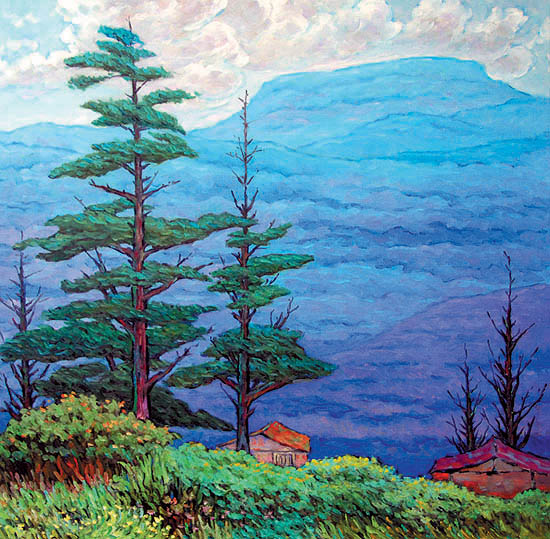油彩画　三木俊二　風景 油彩画三木俊二風景