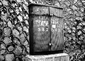 该小区物管用铁链锁住了电信箱。信息时报记者 朱元斌 摄