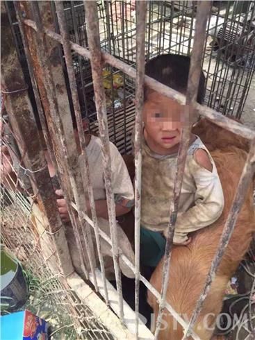 网曝南京一对小兄妹在垃圾堆中与狗同吃同住 资料图