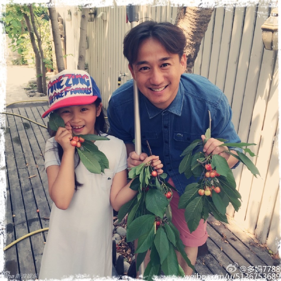 多多与黄磊摘樱桃秀可爱