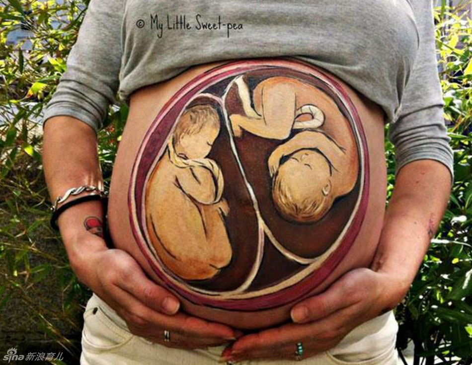 在孕妇肚腩上画画很疯狂