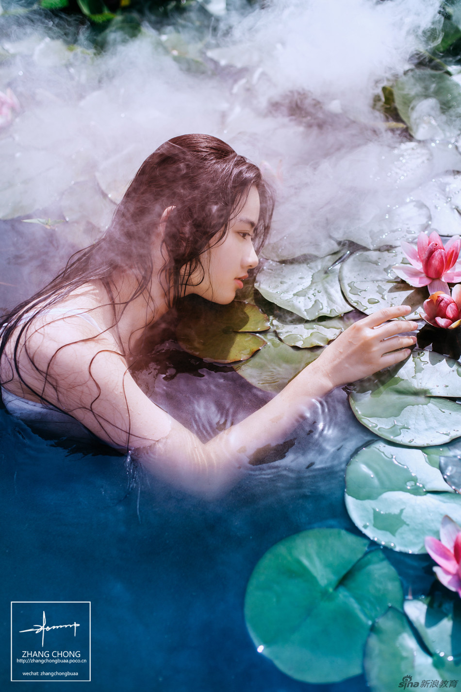 组图:高三女自制芙蓉出浴图 若隐若现引花开