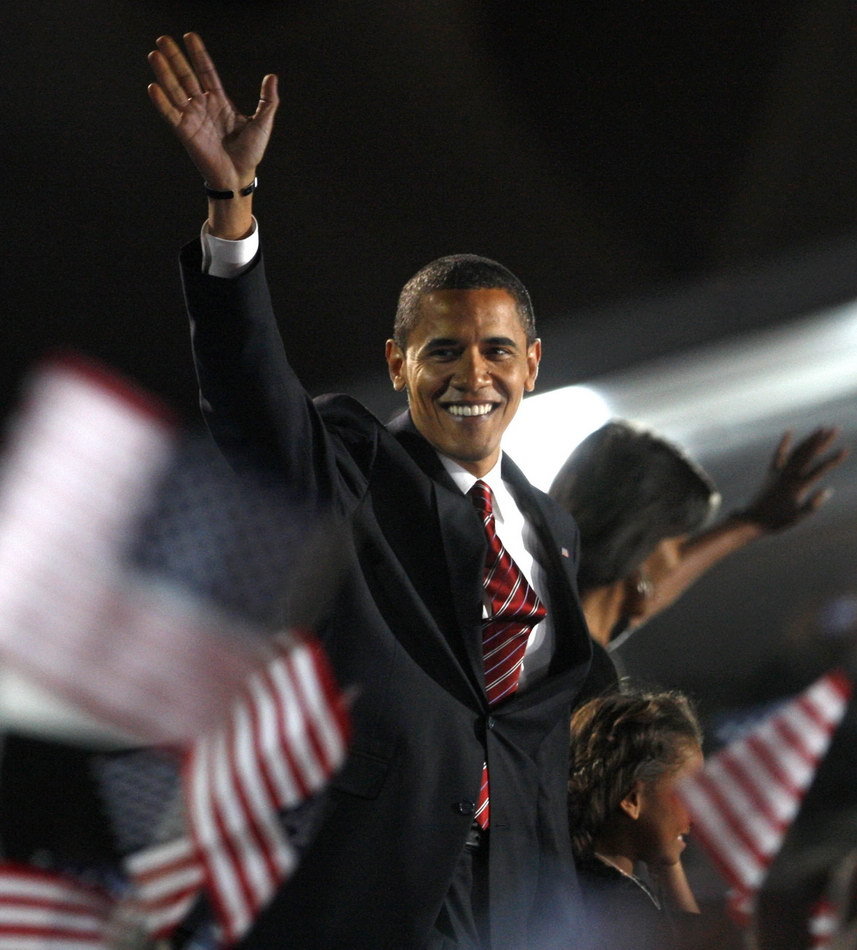 奥巴马当选美国总统后亮相