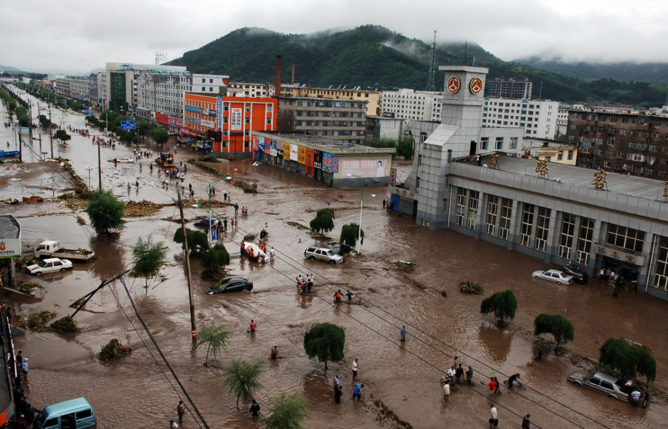 吉林永吉县城全城被淹