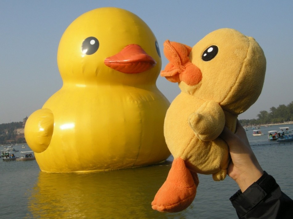 北京颐和园人潮汹涌告别 "大黄鸭"