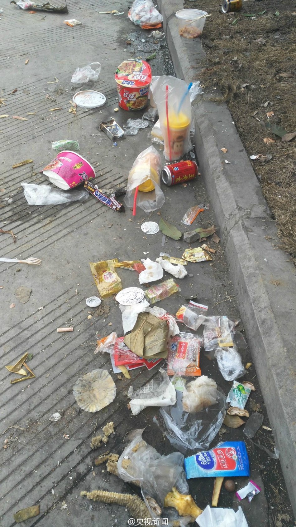 开车旅客随手扔垃圾合肥服务区变垃圾场