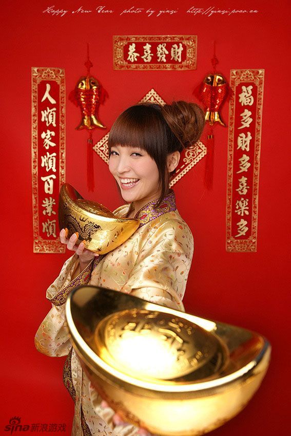 游戏代言人及美女专辑 > 恭喜发财 金莎超可爱新春拜年写真  支持