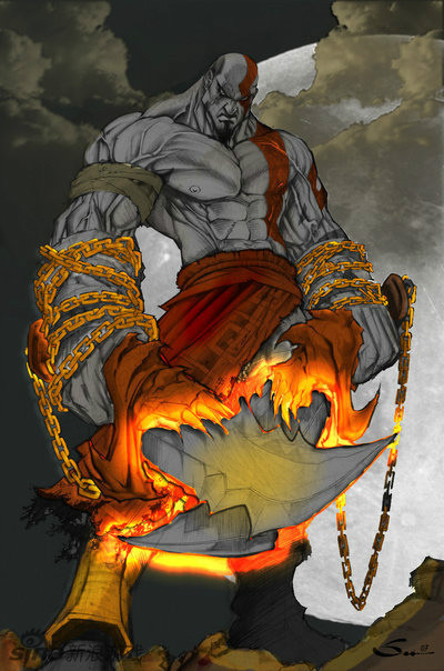 战神系列新作公布 玩家自制霸气奎爷插画庆祝