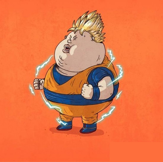 抗议垃圾食品变胖的游戏角色