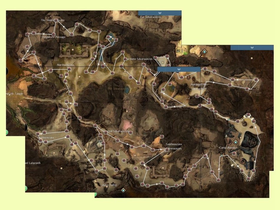 激战2高清白银荒地箱子位置地图