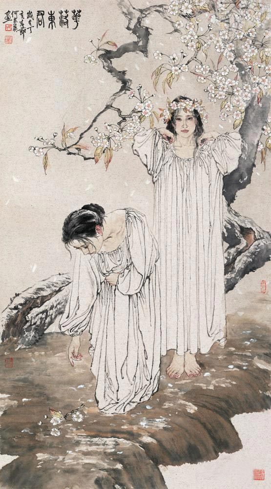 何家英是我国当代卓有艺术成就的工笔人物画家.
