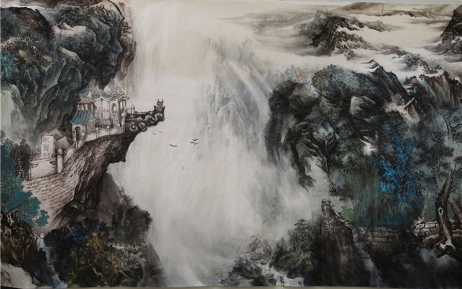 武当山南岩宫,大峡谷 武当山长卷(局部)