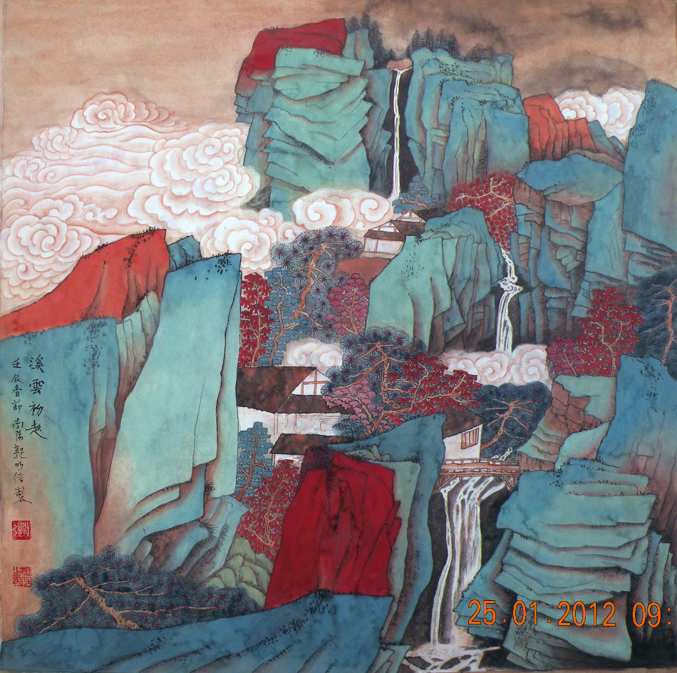 郭明信工笔重彩山水画赏析
