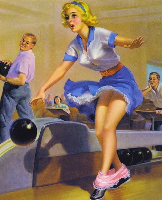 尤其是"窘迫的女郎"系列,画中洋娃娃般的美女们因内裤掉下来而花容