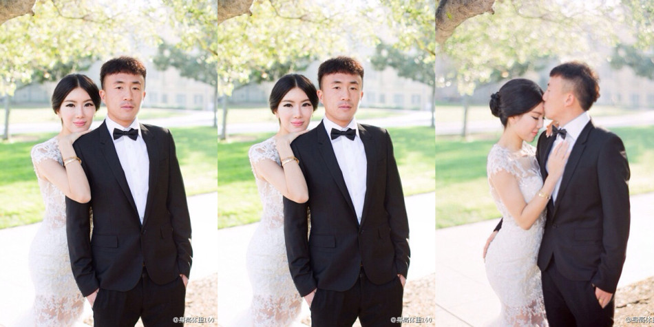 鲁能王永珀与娇妻婚纱照