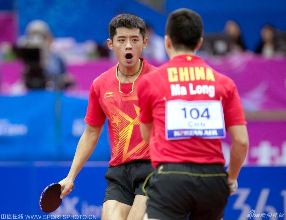 亚运马龙张继科夺乒球男双金牌_高清图集_新浪网