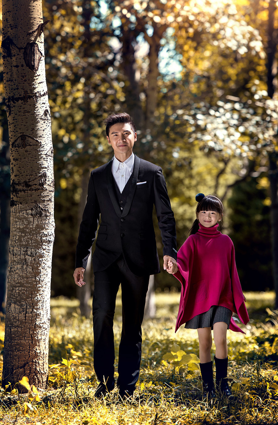 田亮父女秋日暖心写真_高清图集_新浪网