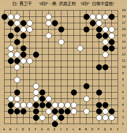 中日围棋擂台纪念赛动图棋谱,聂卫平执白胜武宫正树,俞斌执黑负今村俊