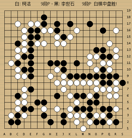 11日,2016央视贺岁杯围棋赛决胜局打响,柯洁对阵李世石,图为动图棋谱