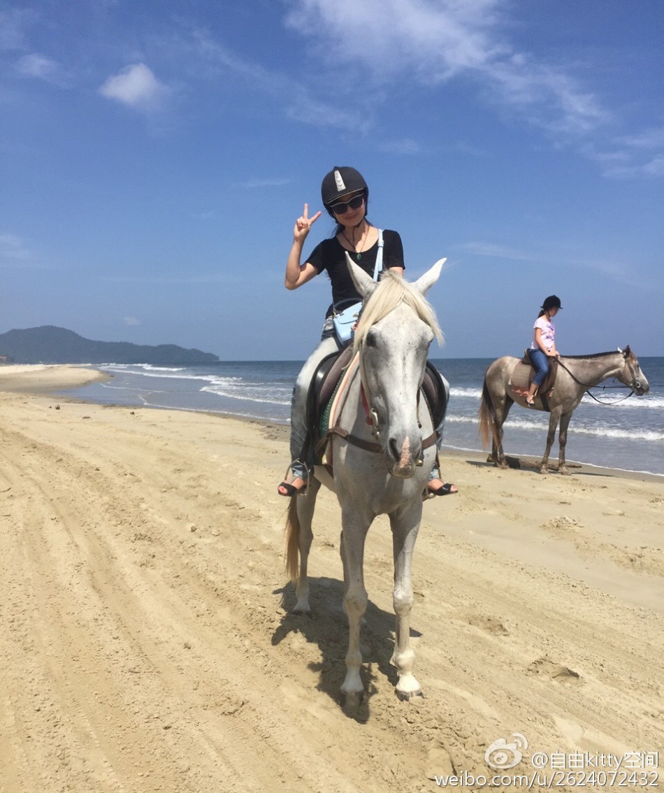 海边骑马散步享惬意人生_高清图集_新浪网