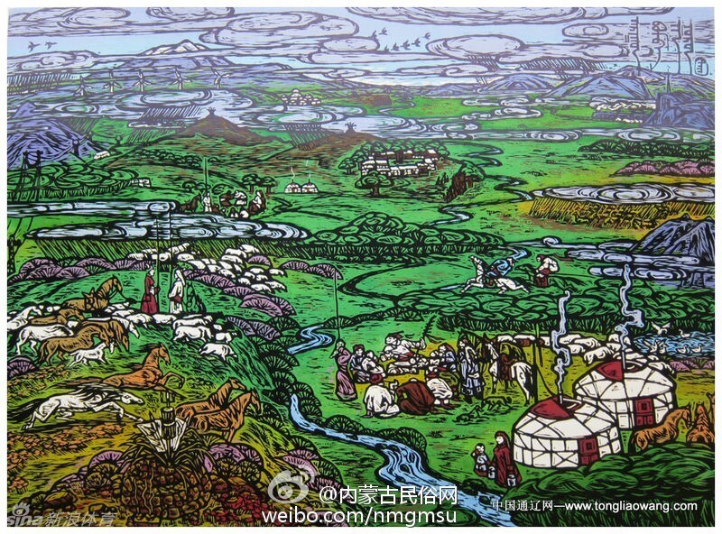 草原风情艺术版画欣赏_高清图集_新浪网