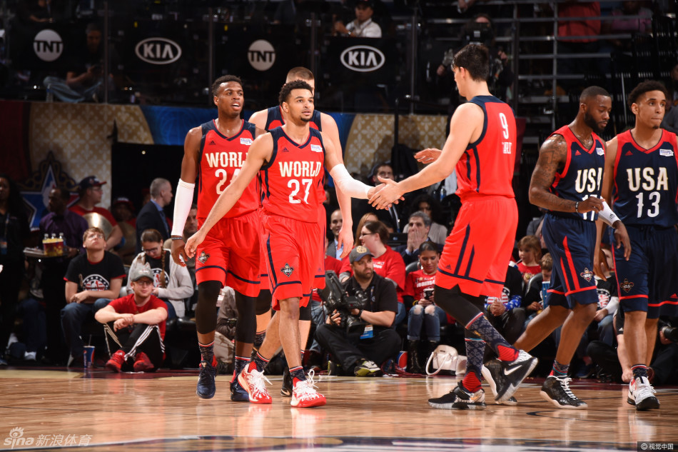 nba全明星周末开始,在新秀赛中,世界联队以150-141击败了美国队.