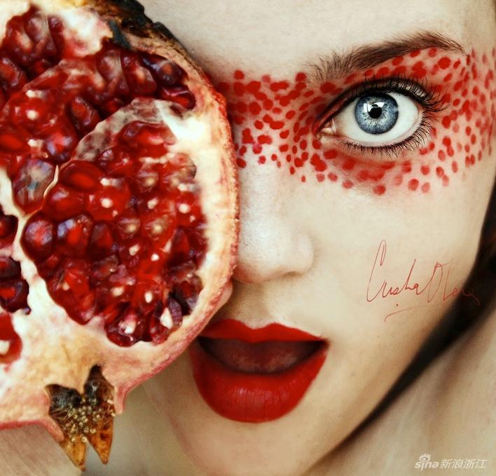 人脸当画布 水果充满诱惑力