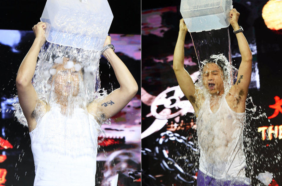 众星参与"冰桶挑战" 章子怡穿透视装尖叫连连