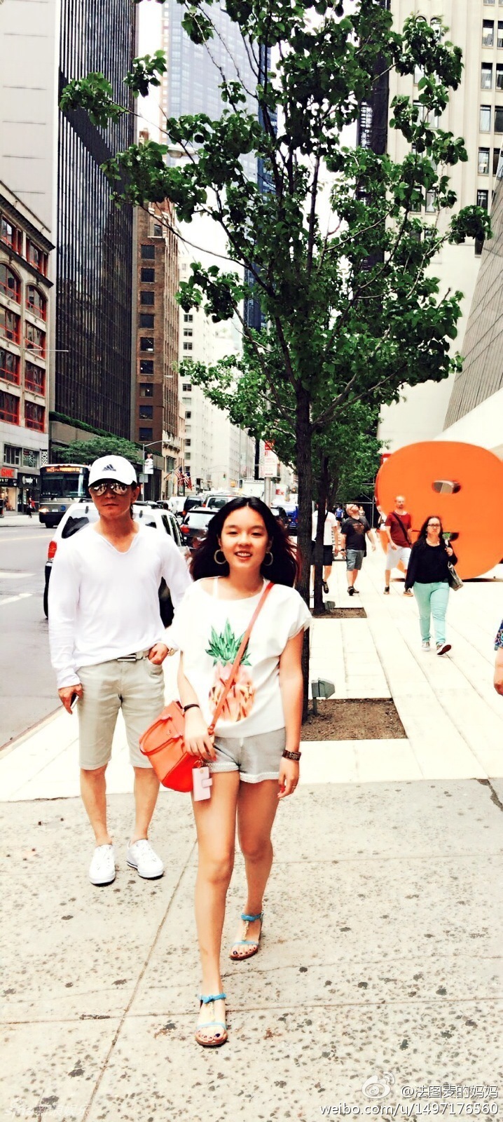 组图李咏全家游纽约12岁女儿身高赶父亲