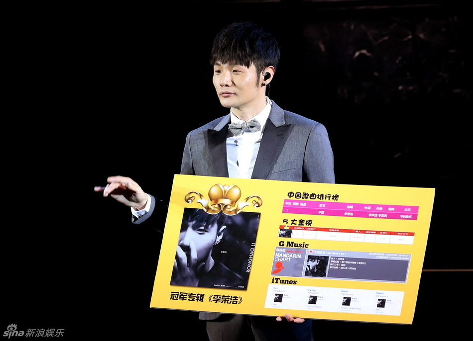 1 / 8 新浪娱乐讯 今年的"金曲奖"黑马李荣浩16日携第二张个人同名