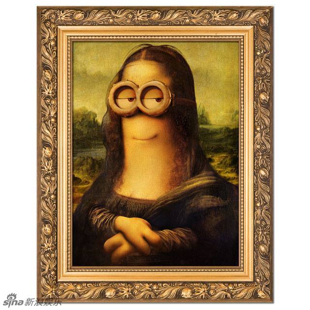 电影《小黄人大眼萌》推出一组创意海报,cos一系列世界名画,包括梵高