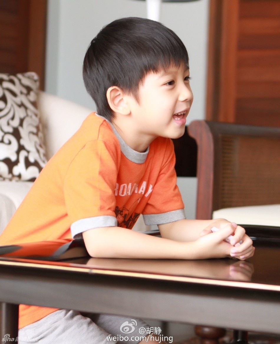 组图:胡静晒儿子帅照 母子俩玩纸牌揪耳朵搞怪_高清图集_新浪网