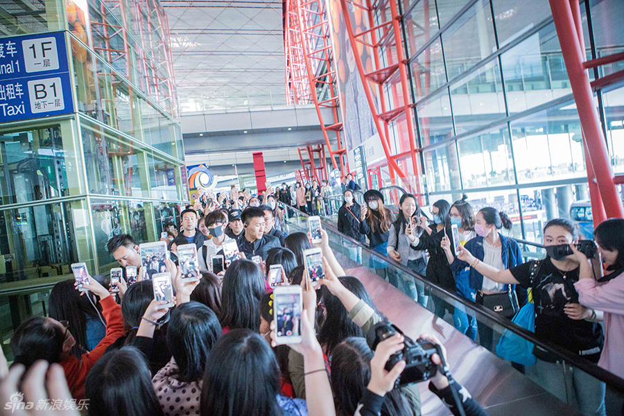 组图:杨洋戴口罩现身机场 粉丝组人海接机_高清图集_新浪网