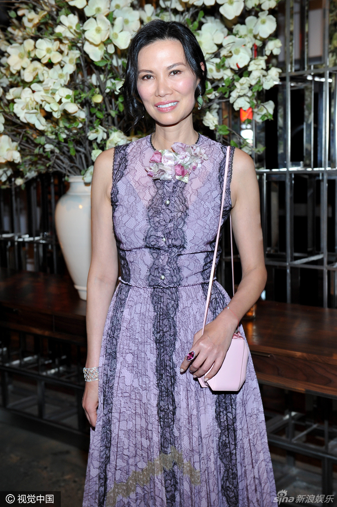 组图48岁邓文迪紫裙扮嫩与女魔头温图尔热聊