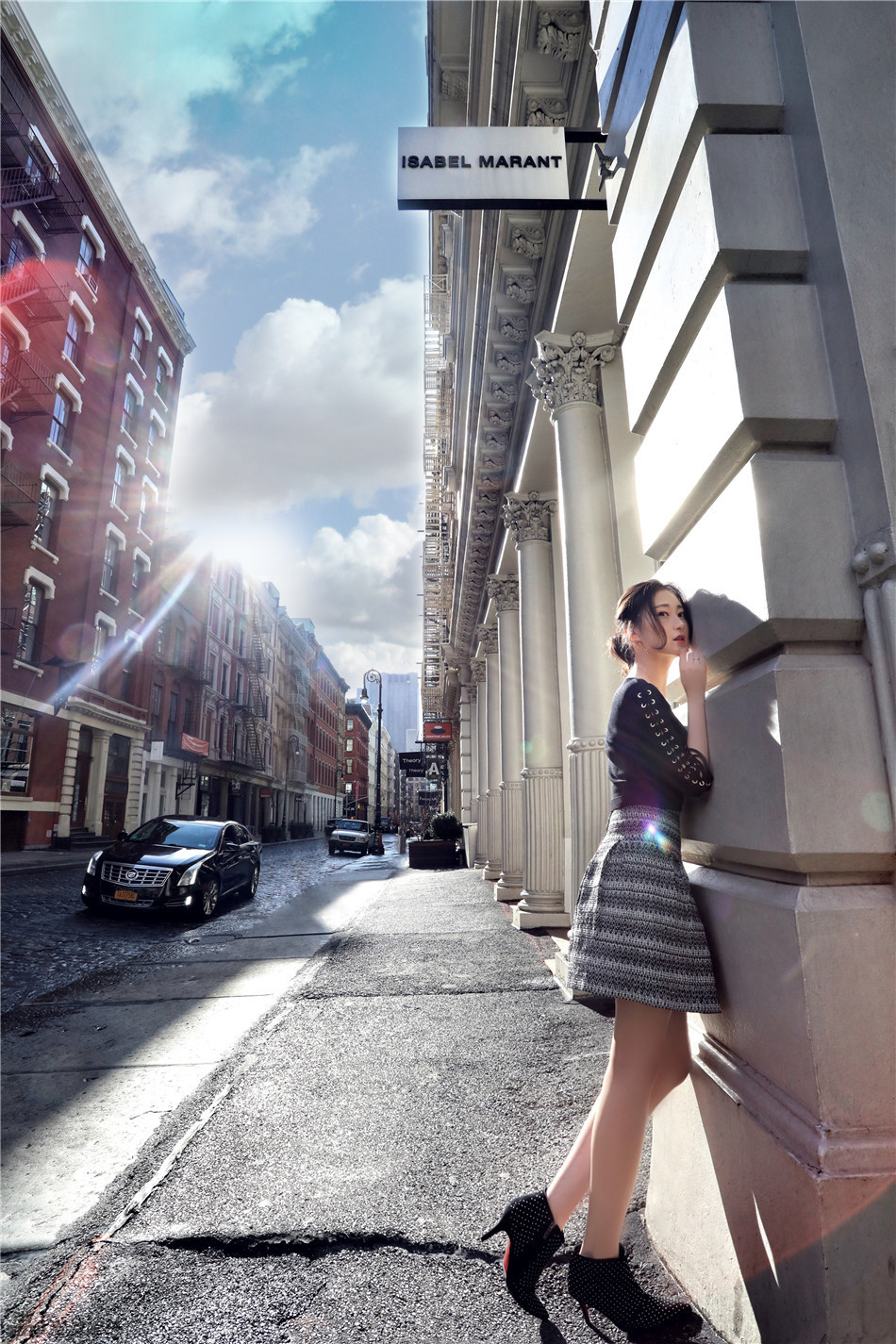 王千赫美国街头妖娆秀腿