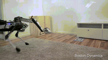 波士顿动力四足机器人:上下楼梯摔倒自己爬起来