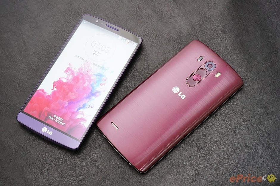 酒红紫色lg g3真机图赏