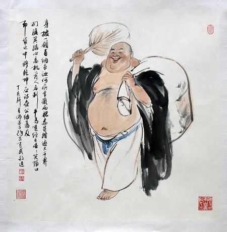 佛艺国画布袋和尚像