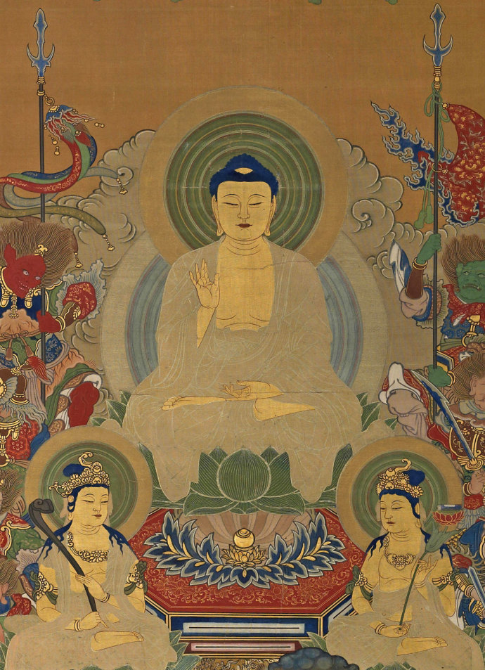 清代日本长谷川佛画手绘:释迦三尊_高清图集_新浪网