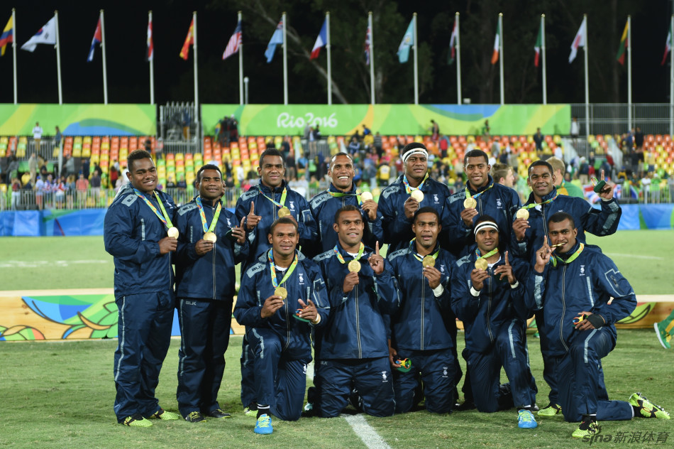 北京时间8月12日,在2016年里约奥运会七人制橄榄球男子决赛中,斐济队