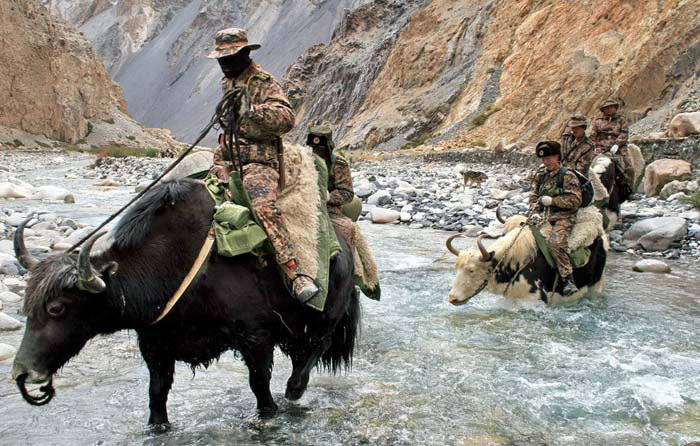解放军边防部队骑牦牛巡逻边境_高清图集_新浪网