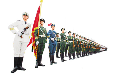 三军仪仗队方队演练.新华社记者 庞兴雷摄