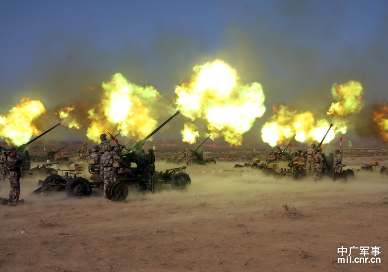解放军57毫米高炮群练密集火力防空打击_高清图集_新浪网