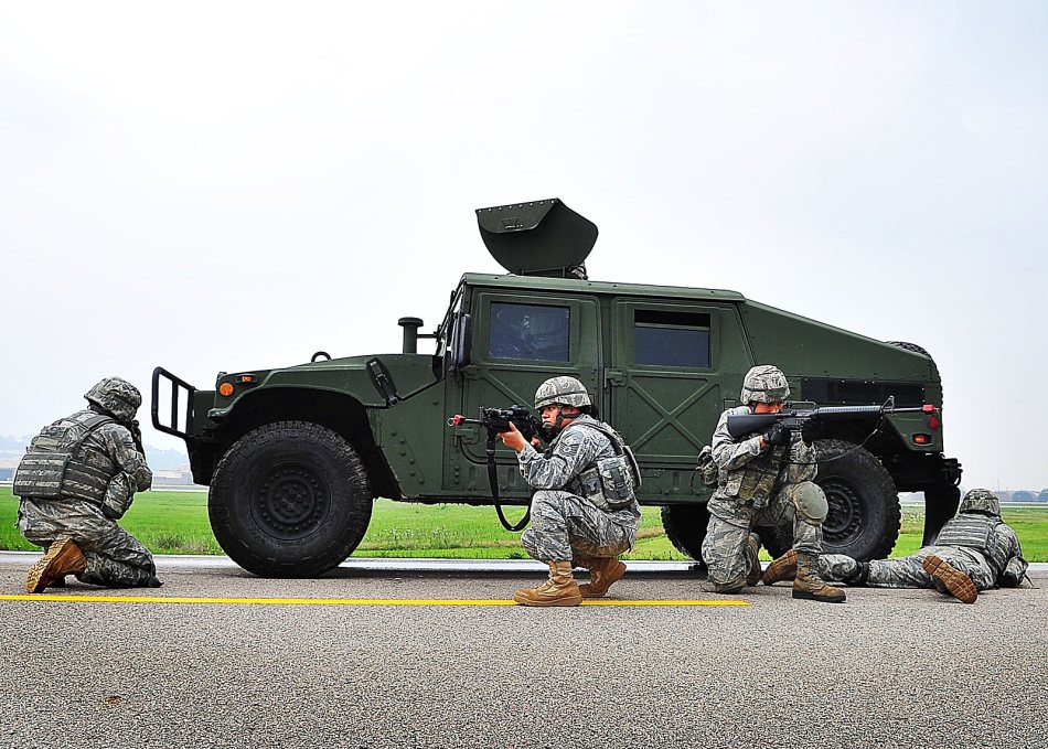驻韩国乌山基地的美军演练反伏击作战
