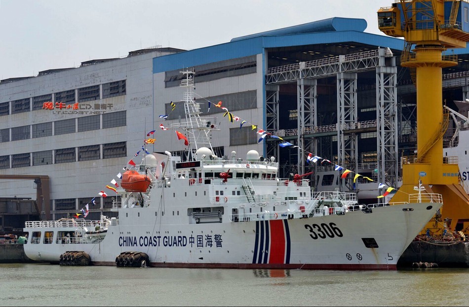 中国海警力量大增!3千吨南海维权海警船下水